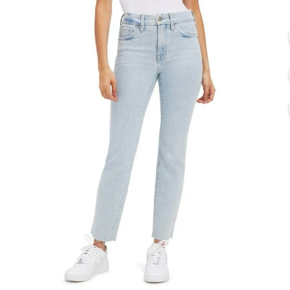 Good American Cigarette Raw Hem Jeans